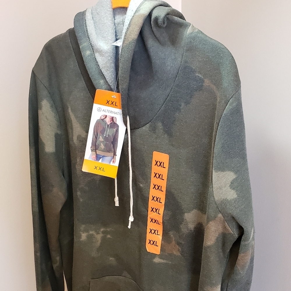 Alternative Apparel Soft, and Lightweight Camouflage  Drawstring Hoodie